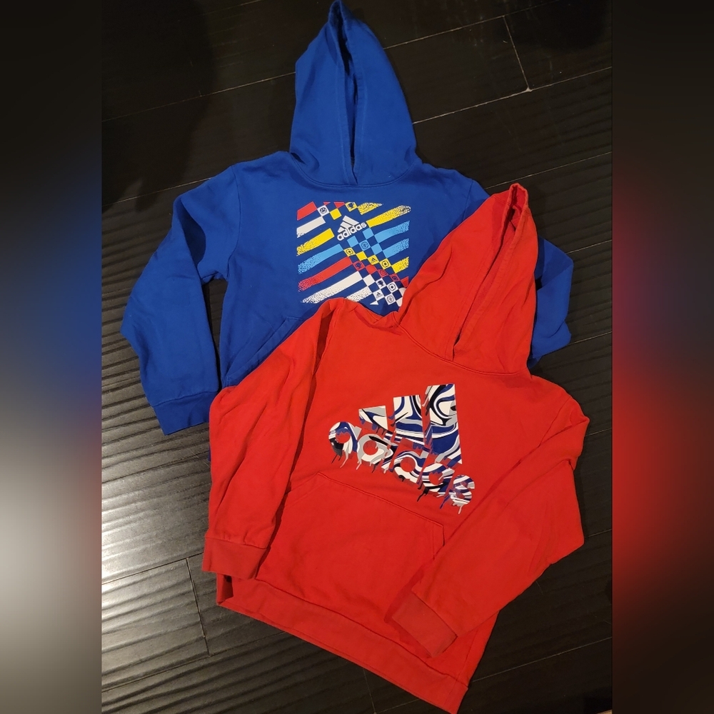 Adidas Kids Graphic Hoodies in Blue and Red